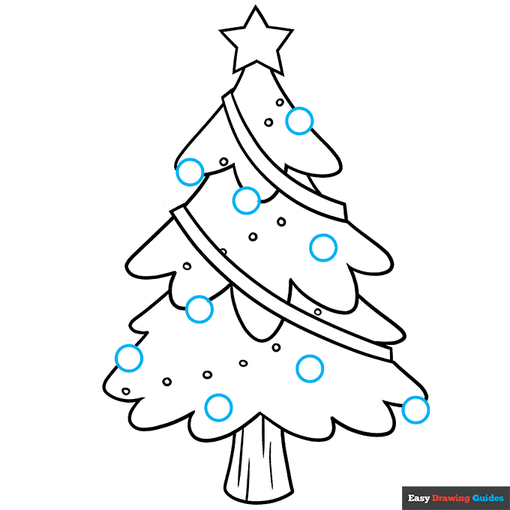 Cartoon Christmas Tree step-by-step drawing tutorial: step 7