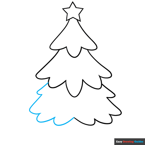Cartoon Christmas Tree step-by-step drawing tutorial: step 4