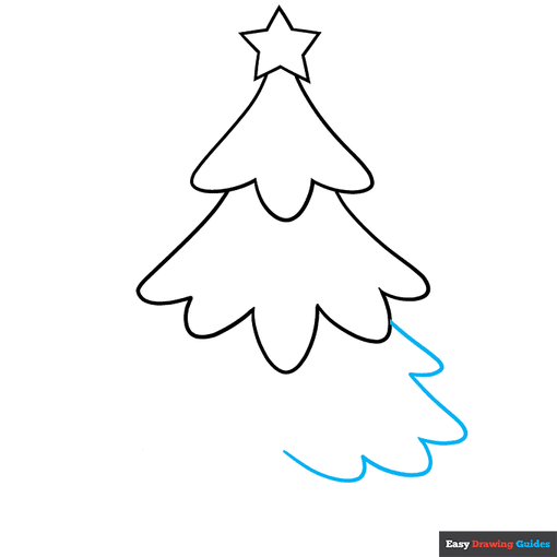 Cartoon Christmas Tree step-by-step drawing tutorial: step 3