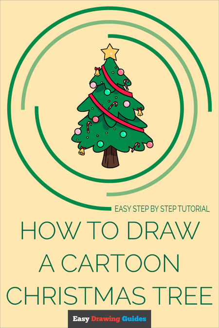 How to Draw a Cartoon Christmas Tree Pinterest Image