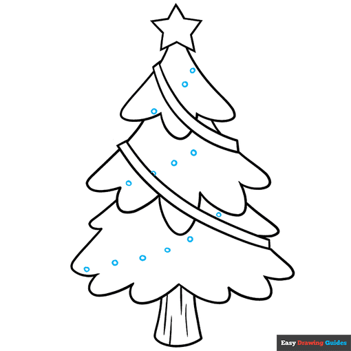 Cartoon Christmas Tree step-by-step drawing tutorial: step 6