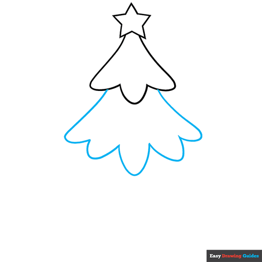 Cartoon Christmas Tree step-by-step drawing tutorial: step 2