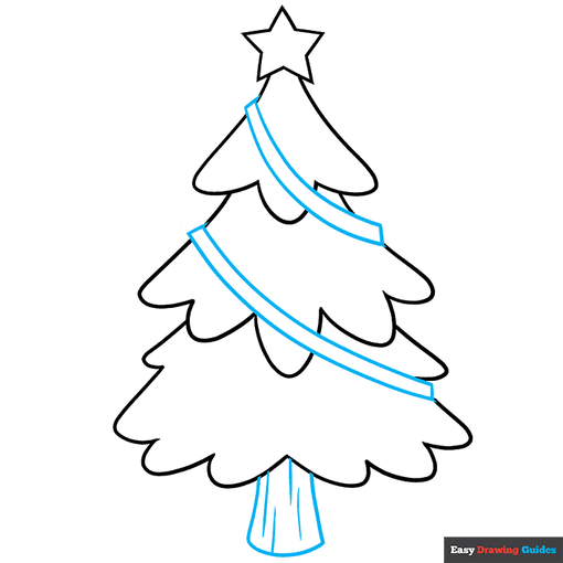 Cartoon Christmas Tree step-by-step drawing tutorial: step 5