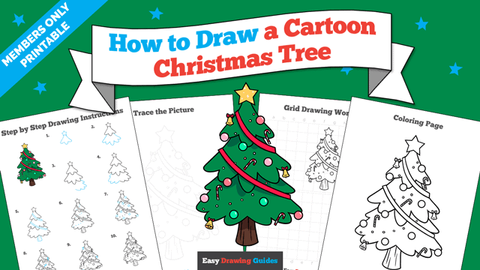 How to Draw a Cartoon Christmas Tree Printable Thumbnail