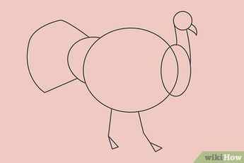 Step 4 Draw a curved line on the left side of the turkey and a fan-like structure for the tail attached to the curved line.