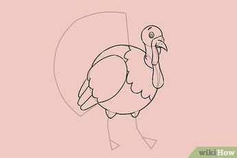 Step 8 Using the outline, sketch out the turkey’s body and add the legs.