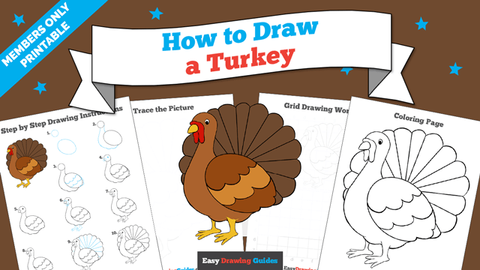 Printables thumbnail: How to draw a Turkey