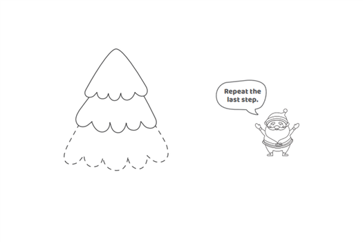 Step 3- How to draw a Christmas tree- Kids activities blog- Repeat the last step.