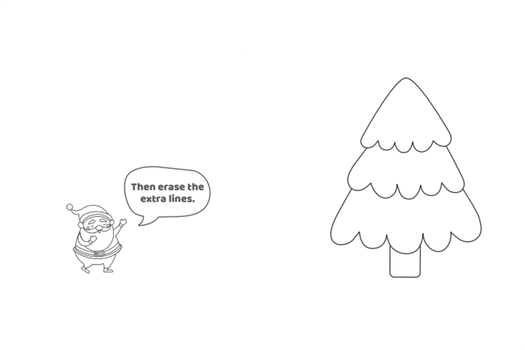 Step 5 - How to draw a Christmas tree- Kids activities blog- The erase the extra lines.