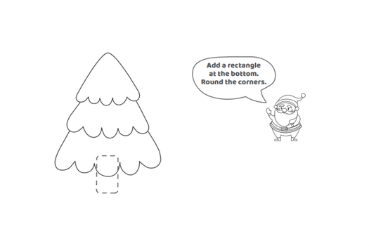 Step 4- How to draw a Christmas tree- Kids activities blog- Add a rectangle at the bottom. Round the corners.