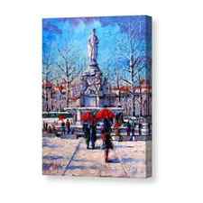 Winter City Scene - The Square Marshal Lyautey In Lyon - France Canvas Print / Canvas Art by Mona Edulesco