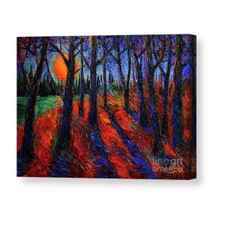 MIDNIGHT SUN WOOD modern impressionist palette knife oil painting by Mona Edulesco Canvas Print / Canvas Art by Mona Edulesco