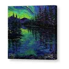 Aurora Borealis Mirage Textural impressionist impasto landscape palette knife oil painting Canvas Print / Canvas Art by Mona Edulesco