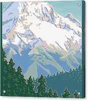 Vintage Mount Hood Travel Poster by Mitch Frey
