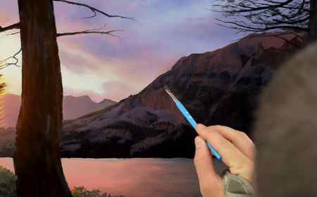 painting realistic mountains