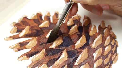 how to paint watercolor pine cones