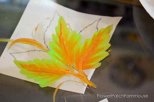 autumn leaves on glass diy painting farmhouse decor