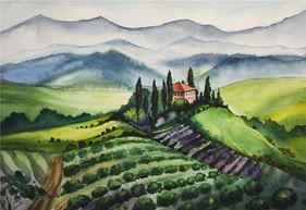 Tuscany Landscape Painting thumb