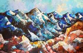 Original painting, , mountain landscape, painting with mountains thumb