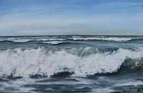 CASPIAN WAVES - realistic seascape oil painting thumb