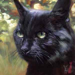 Oil portrait black cat Hoover