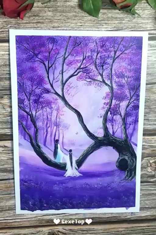 easy canvas painting ideas for beginners violet forest