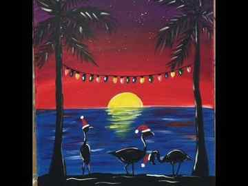 easy canvas painting ideas for beginners flamingo sunset