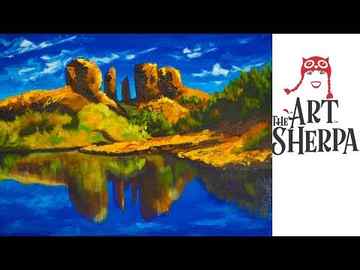 Learn to paint with Acrylic A Desert Landscape with Reflection Pallet knife TheArtSherpa