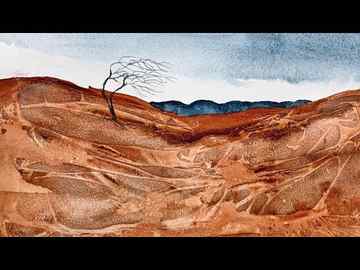Watercolor Painting A Desert Landscape