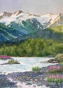 Wall Art - Painting - Glacier Creek Summer Evening by Sharon Freeman