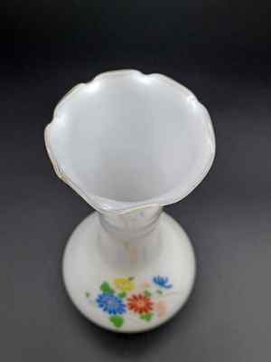 Small Milk Glass Flower Vase w/ Star Pattern