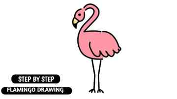 flamingo drawing with color