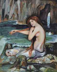 Wall Art - Painting - The Mermaid by Shirley Milburne After Waterhouse