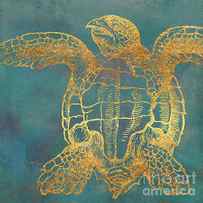 Deep Sea Life III Golden Sea Turtle, ocean texture by Tina Lavoie
