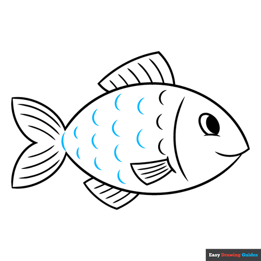 Easy Fish step-by-step drawing tutorial: step 9