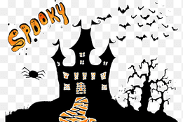 haunted house illustration, Halloween Castle, happy Halloween, text png thumbnail
