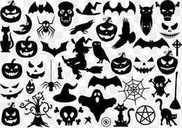 Shape Halloween, Halloween silhouette elements, holidays, monochrome png thumbnail