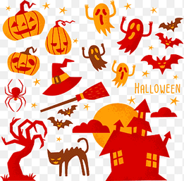 Halloween design elements, text, festive Elements png thumbnail