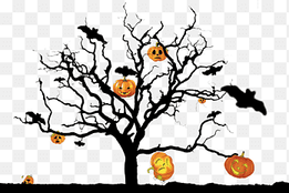 Halloween Pumpkin Ghost Tree, Halloween pumpkin ghost tree knot, leaf, tree Branch png thumbnail