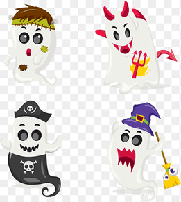 Halloween Ghost Illustration, cute cartoon Halloween ghosts, cartoon Character, festive Elements png thumbnail