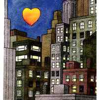 Heart Shaped Moon Over The City by Joseph Farris