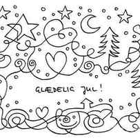 Glaedelig Jul Snowy Christmas Night Doodle Drawing by Frank Ramspott