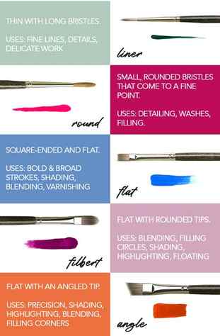 Guide to acrylic paintbrushes shapes
