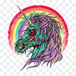 teal and purple unicorn, T-shirt Unicorn Zombie Apocalypse Sleeve Top, unicorn horn, dragon, fictional Character png thumbnail