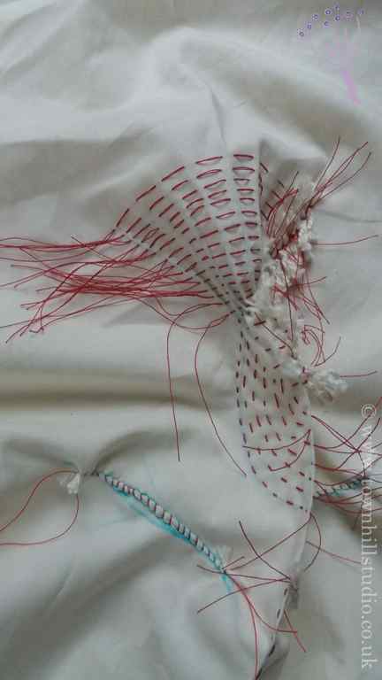 mokume shibori thistle head stitching