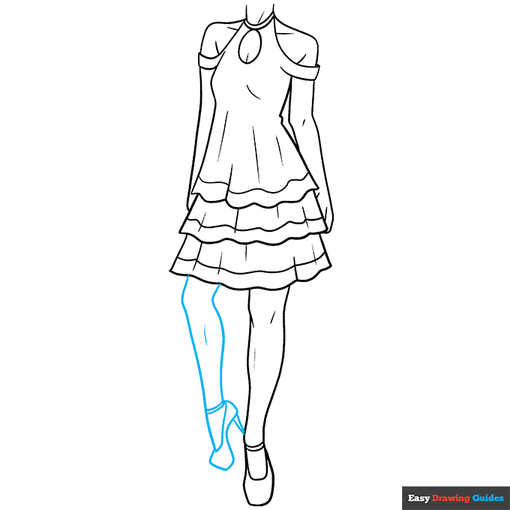 Anime Dress step-by-step drawing tutorial: step 9