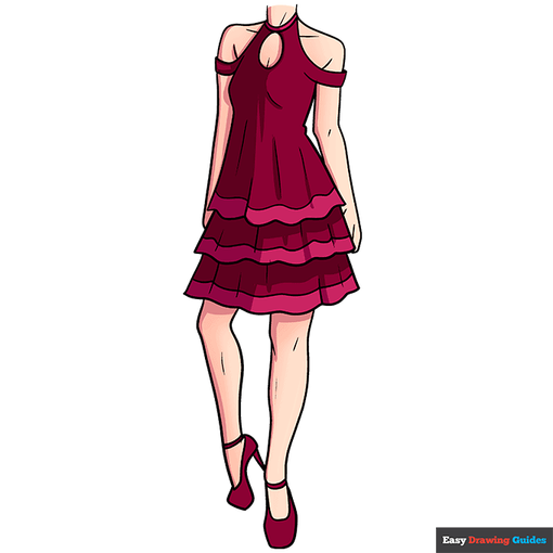 Anime Dress step-by-step drawing tutorial: step 10