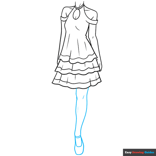 Anime Dress step-by-step drawing tutorial: step 8