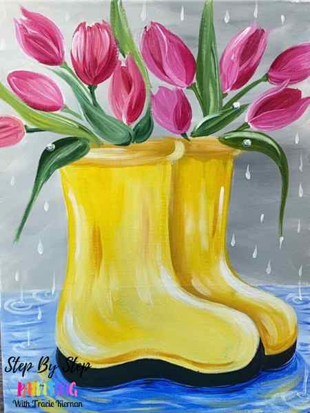 Tulips In Rain Boots Painting 