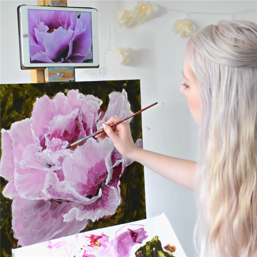 Painting Tutorial: Acrylic Peony Flower Techniques